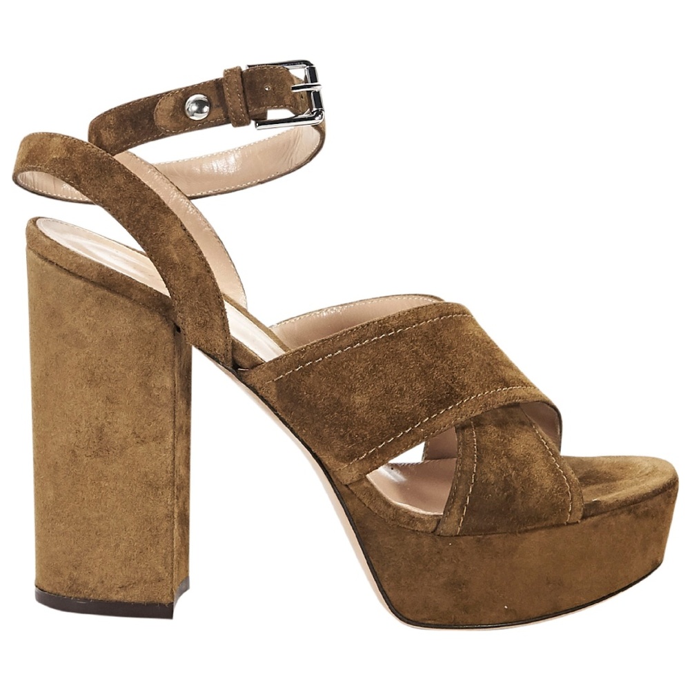 Brown Gianvito Rossi Suede Platform Sandals